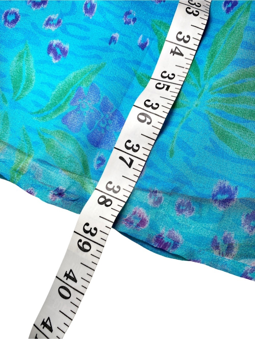 Robbie Bee Vintage 100% Silk Floral Shift Dress Bright Blue -Y2K Retro - Picture 13 of 14